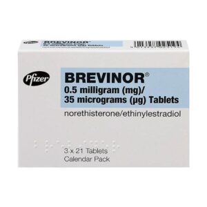 Box of Brevinor Tablets used for birth control