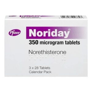 Box of Noriday 350 microgram tablets for progestogen-only contraception
