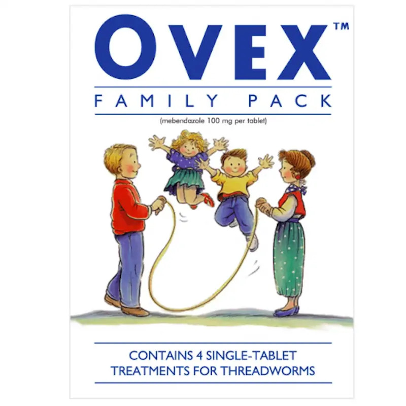 Ovex Family Pack 4 Tablets box for treating threadworm infections
