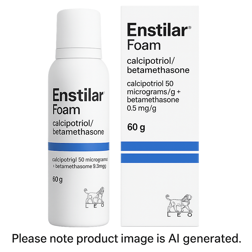 Box of Enstilar Foam 60g for plaque psoriasis treatment